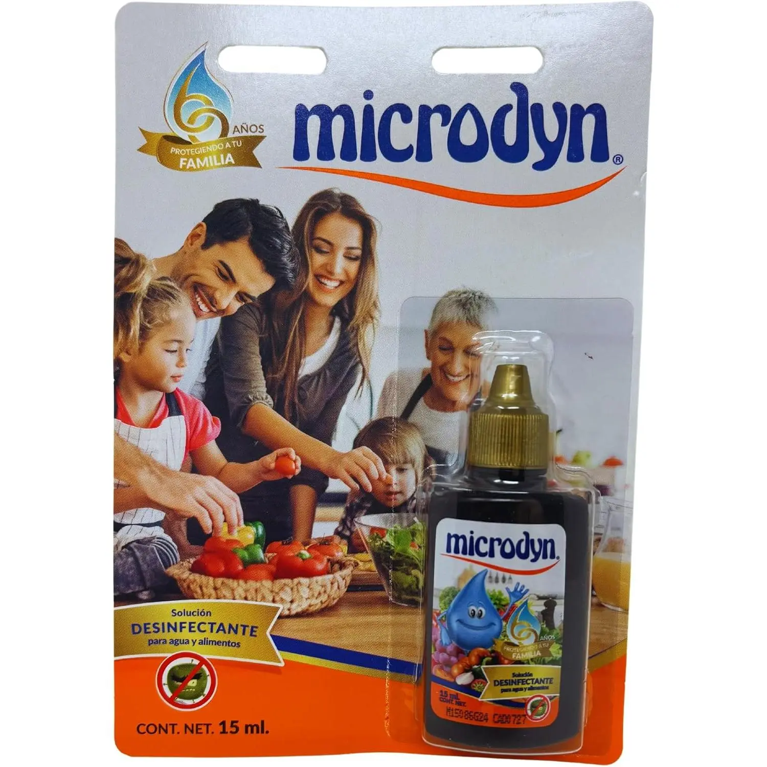 Microdyn Fruit and Vegetable Wash Solution with Ionized Silver, Non-Toxic, Iodine-Free, Odorless & Flavorless, 15 mL