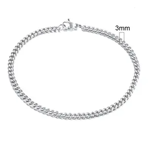 Vnox 3-11mm Chunky Miami Stainless Steel Curb Chain Bracelet for Men