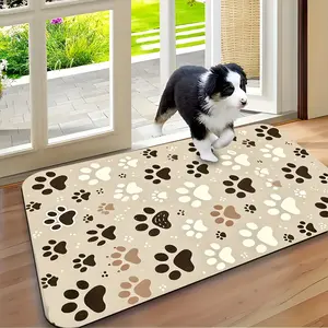 1pc Soft Absorbent Quick-Dry Washable Pet Suitable for Doors, Bathrooms, Floors - Paw Print Mat Suitable for Dog Breeds & Pets, Decorative Mat, Animal Printed Rug ()