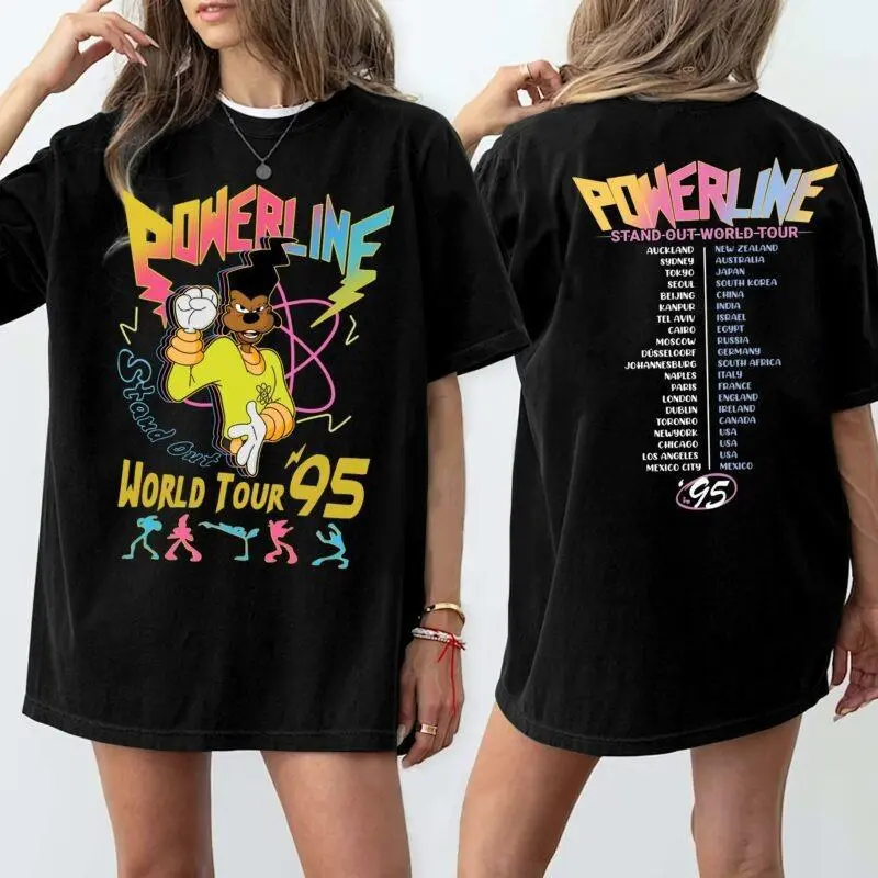 Comfort Color Two Sided Powerline Stand Out World Tour 95 Comfort Colors T-shirt Vintage Graphic Tee - Soft Cotton Short Sleeve Shirt for Men & Women
