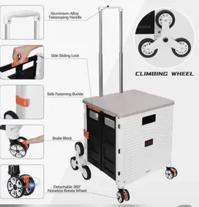 Heavy-Duty Foldable Stair-Climbing Utility Cart with Folding Wheels & Telescoping Handle No Warranty Compact Design for Easy Maneuverability