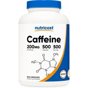 Nutricost Caffeine Pills, 200mg Per Serving (500 Caps)