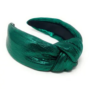 Green Padded Metallic Knotted Headband
