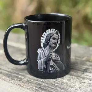 San Judas Tadeo black Mug taza de San Judas Tadeo