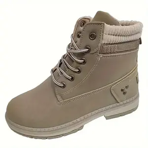 LISM Women'S Plus Size Wide Width Winter Snow Boots - Upper & Fleece Lining, Non-Slip Warm Ankle Boots with Arch Support, Cushioned Insole & Slip-Resistant Sole, Beige/Black/ Brown/Gray/Blue/Red/White - All-Terrain Traction for Outdoor Walking, Snow, Ice,