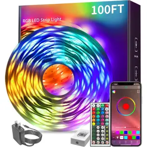 New Deal -100ft Led Strip Lights RGB Music Sync Color Changing Bluetooth Led Lights with Smart App Control Remote Led Lights for Bedroom Room Lighting Flexible Home Décor