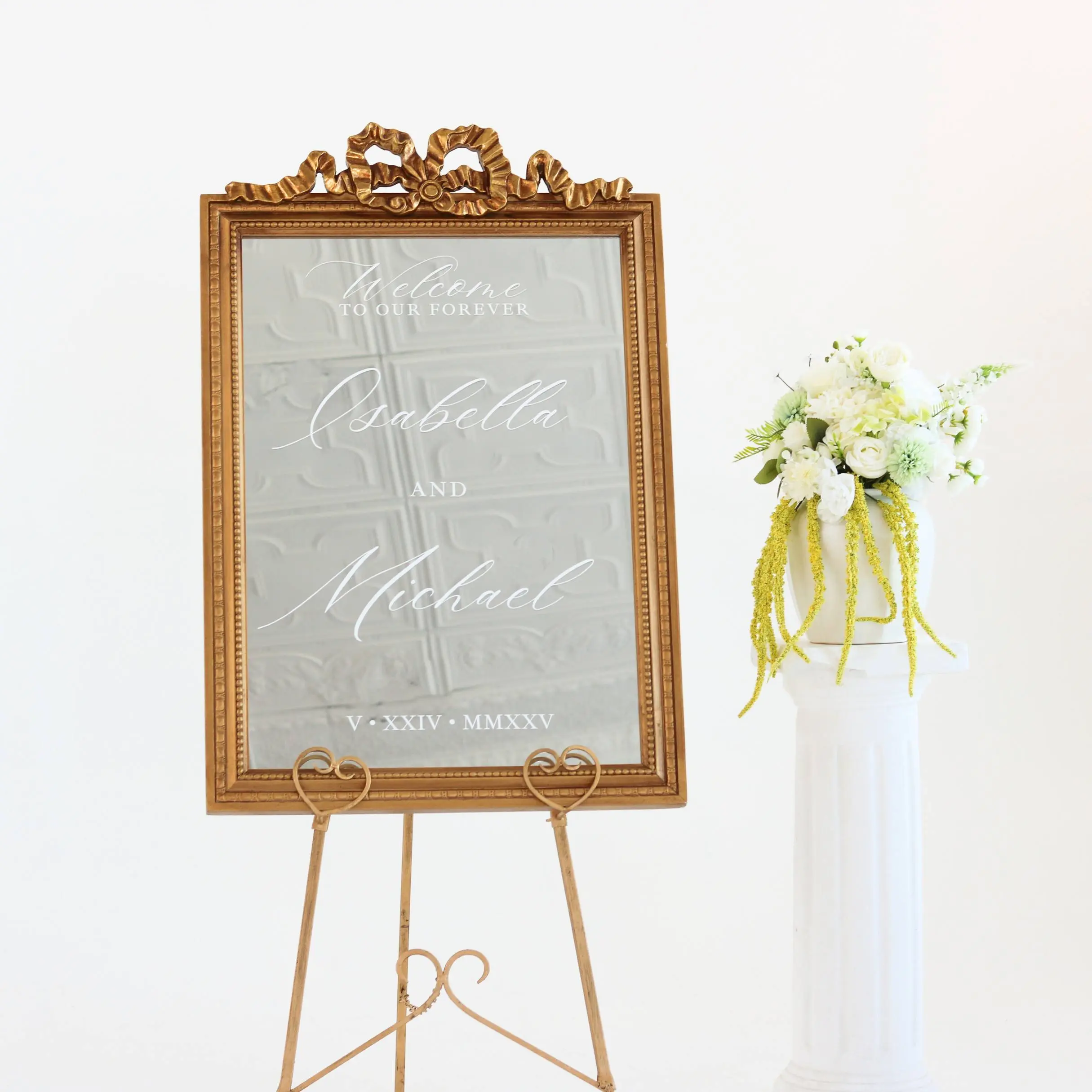 Wedding Welcome Mirror with Bow