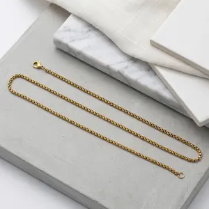 The Ultimate Everyday Premium Gold Venetian Box Chain Necklace - 2.5mm Everyday Jewelry for Pendants