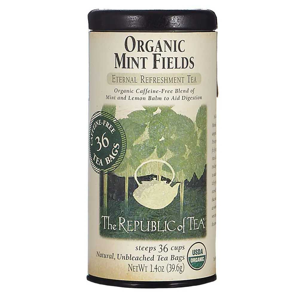 The Republic of Tea Organic Mint Fields Herbal Tea Bags, Caffeine Free, 36 Tea Bags