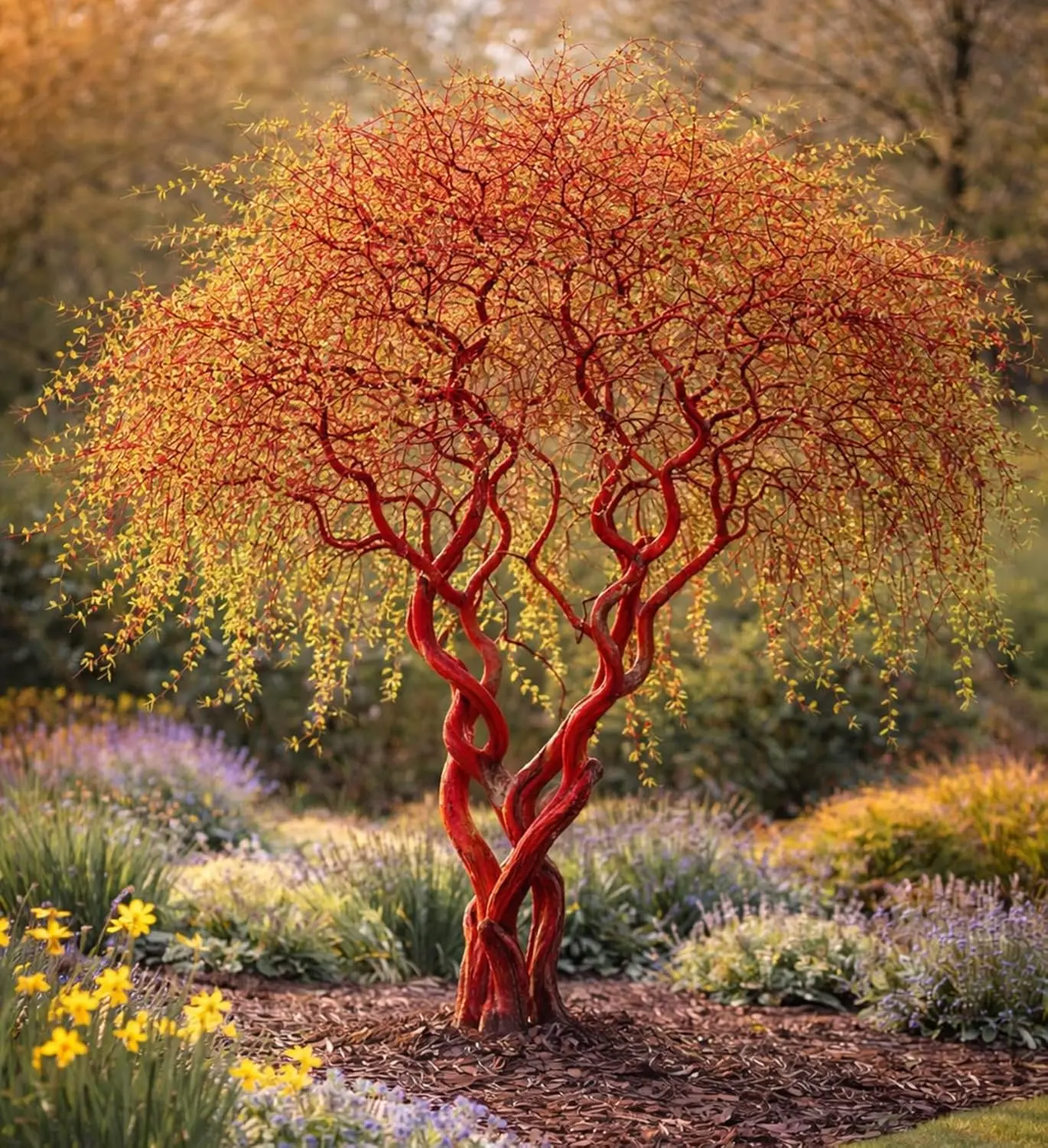 Scarlet Curly Willow Cuttings to Plant - Vibrant Red Corkscrew Willow | Fast Growing Ornamental Tree | Live Dormant Hardwood Starts