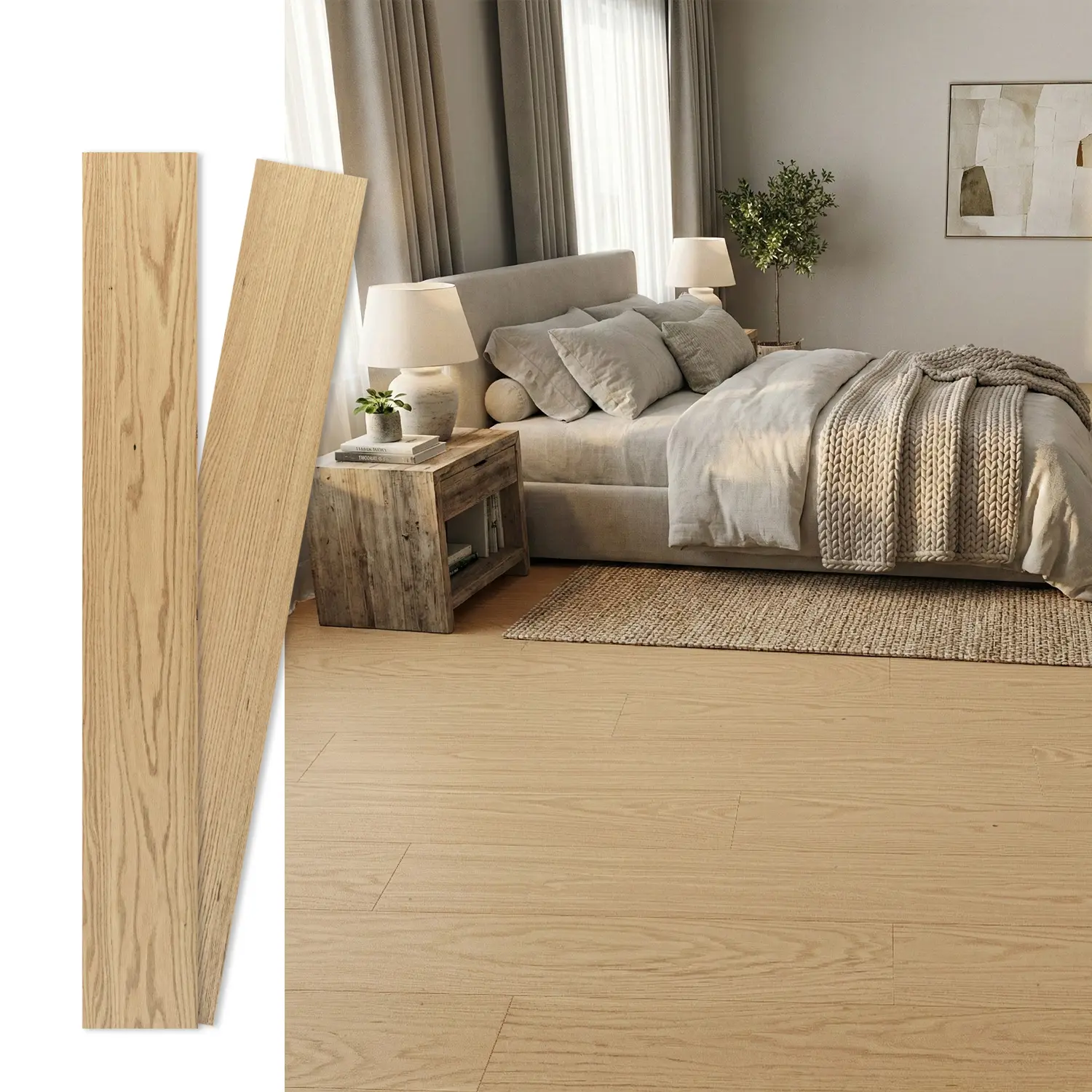 Jeedeson Multi-Layered Original Engineered Hardwood Flooring for Living Room, 47.64 in. x 6.5 in. x 0.59 in. Tongue and Groove Waterproof Floor (20-Piece Sample Packs Cover 42.98 sq. ft.)