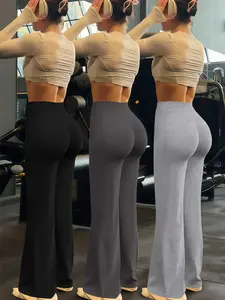 3-Piece Casual Women's Trouser Set, Stylish Women's Flared Yoga Trouser Set, Suitable for Everyday Wear, Flared Yoga Pants