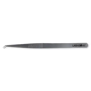 LASHBOMB Precision Angled Slim Lash Tweezer - Silver Bomb Collection, Silver Metal Tweezer for Lash Application