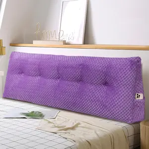Large Triangular Headboard Wedge Pillow Soft and Supportive Headboard Backrest Positioning Bolster Cushion, Bed Wedge Pillow with Removable Cover(Purple,Dorm,24x8x20inch)