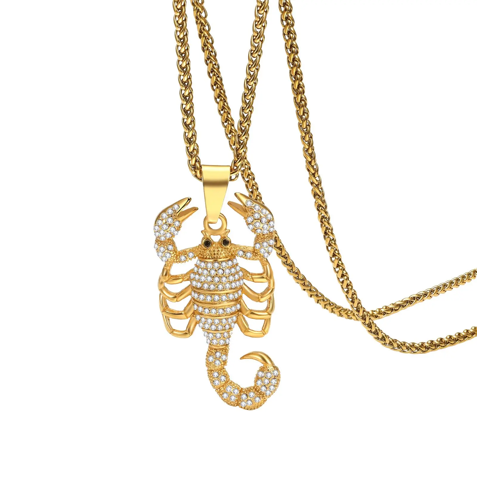 OIDEA Pendant Necklace, Unisex Gothic Scorpion with Rhinestone Crystals, Statement Alloy Jewelry Gift in Gold or Silver Tone