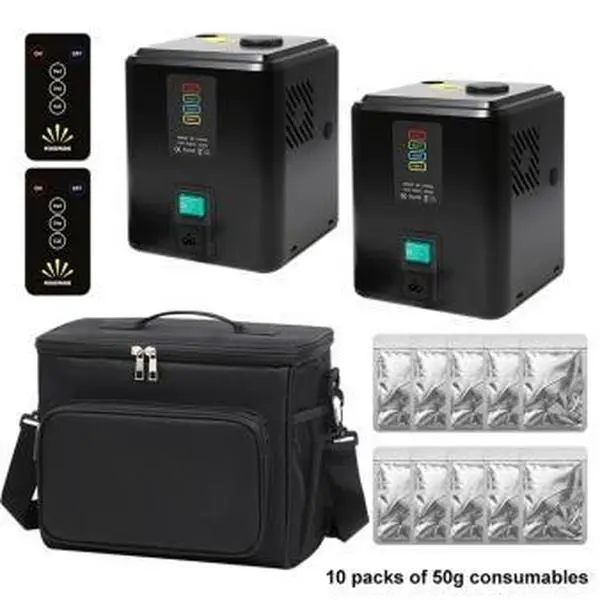 650W Power Portable Cold Spark Machine Set (2 Units) - 3-5m Spark Range, Wireless DMX Remote Control, Lightweight Compact Design, 20-Second Overheat Protection, 10 Consumable Packs, Carrying Case, Luxury Build - Ideal for Weddings, Anniversaries