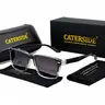CATERSIDE Unisex Vintage Retro Square Sunglasses - TR90 Full Rim Frame, Polarized Lenses, Spring Hinge, Trendy Styling for Men, Driving Outdoor Fashion Accessories, Trendy Styling Sunglasses, Polarised Lens