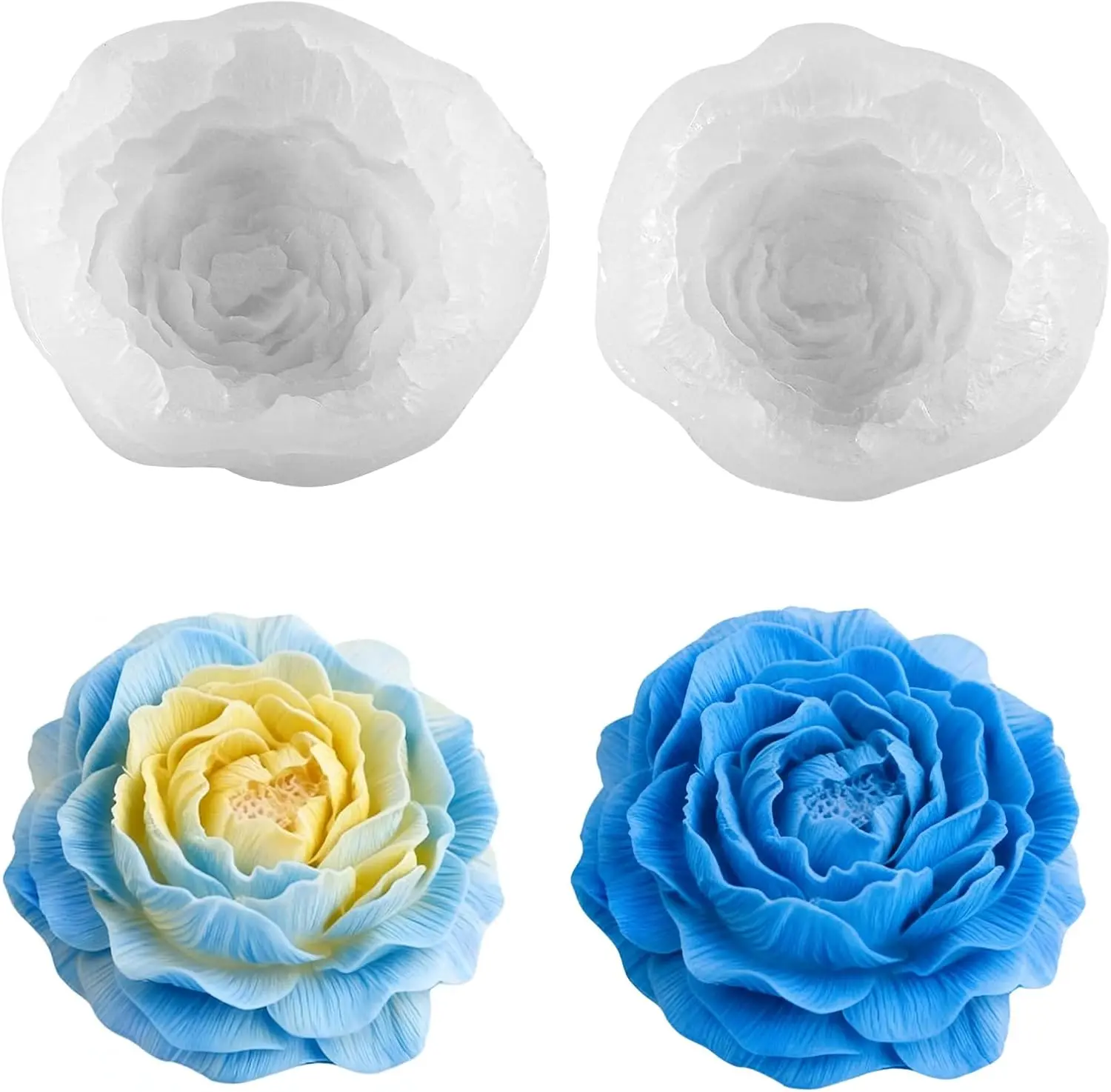 Lifelike 3D Peony Flower Silicone Mold, Reusable Durable Silicone Mould for Handmade Soap, Candle，Scented ，Epoxy Resin Craft, Perfect for Wedding, Valentine’s Day & Mother’s Day Decor Soap Making Supplies Candle
