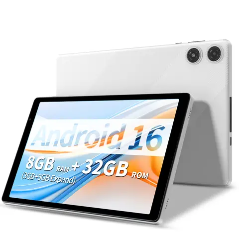[BackToSchool]10 Inch Android 16 Tablet-8GB(3GB+5GB)RAM 32GB+1TB ROM WiFi62.4G/5G Dual Band, 6000mAh Large CapacityBattery, 5 Color Choices for Daily Use,back to school,back to school haul