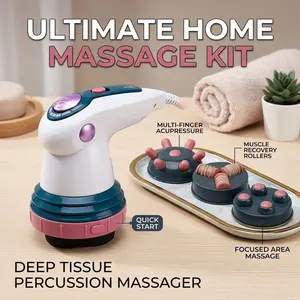 3 Speed Handheld Electric Massager 3 Replacement Heads Adjustable Vibration Home Use