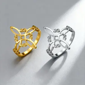 Simple stainless steel witch knot Kyle cross knot couple ring girlfriend wedding holiday gift suitable for party