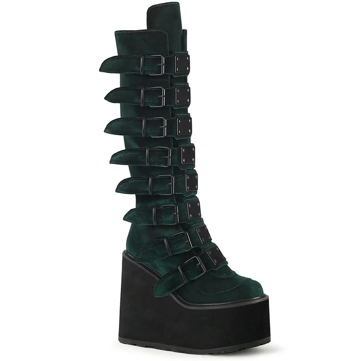 Demonia Women's Swing-815 Emerald Velvet Knee-high Boots