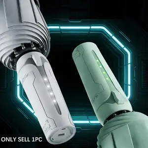 New Automatic Umbrella with Cool Mechanical Handle, One Button Open/closed, Rubber Sun Protection, Foldable Wind Resistant Umbrella for Business, Leisure, Golf, Travel