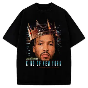 Jalen Brunson King Of New York Custom Graphic Knicks Playoff Basketball T-Shirt Crewneck Cotton