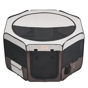 VEVOR Foldable Pet Playpen, 46 inch Portable Dog Playpen, Crate Kennel for Puppy, Dog, Cat, Premium Waterproof 600D Oxford Cloth, Removable Zipper, for Indoor Outdoor Travel Camping Use (Octagon, L)