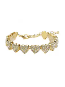 Alloy hip-hop full-diamond heart-shaped extension chain bracelet/anklet, personalized street dance fashion accessory, Fashionable Jewelry Accessories