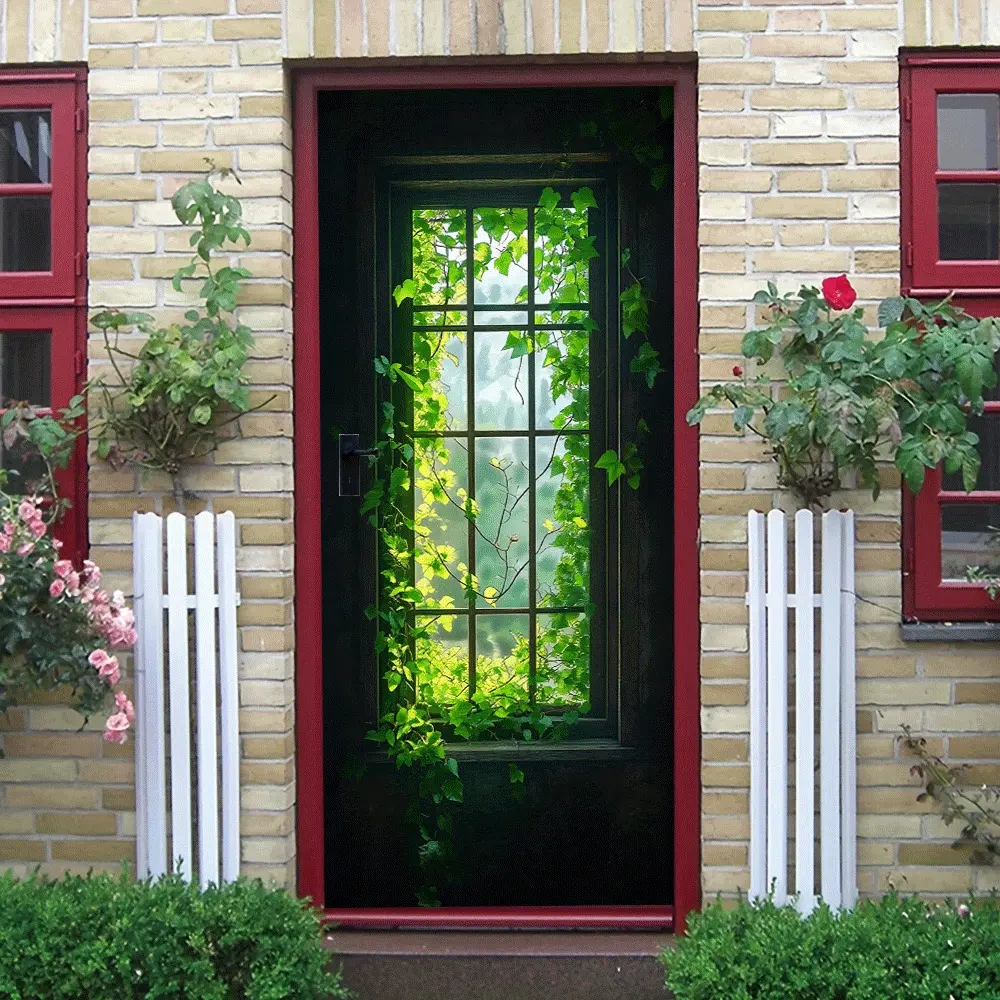 2pcs Vintage Vine Window View Wall Sticker Stereo Simulation Green Plant Window Decal Living Room BedroomWall Decor Art Sticker Self Adhesive Removable Home Decoration  Collage Self-Adhesive Door Stick