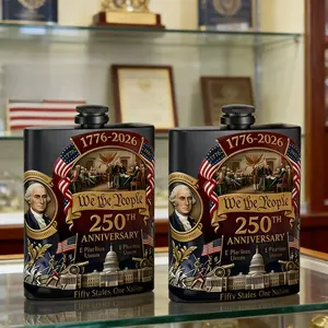 Patriotic Whiskey Flask Bottle for Us 250th Anniversary Celebration, Commemorative We the People Flask, Perfect Gift for Independence Day, Drinkware