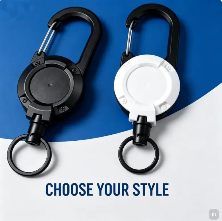 3 In 1 new multifunctional Retractable Pull Reel Carabiner Keychain, Retractable Heavy Duty Badge Reels Set,Strong Steel Wire Rope Buckle,Outdoor Sport Keychain Tool keychain accessories