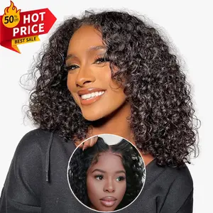 4x4 Glueless HD Wigs Human Hair HD Transparent Glueless Wigs Pre Plucked with Baby Hair 200% Density Kinky Curly Wigs for Black Women