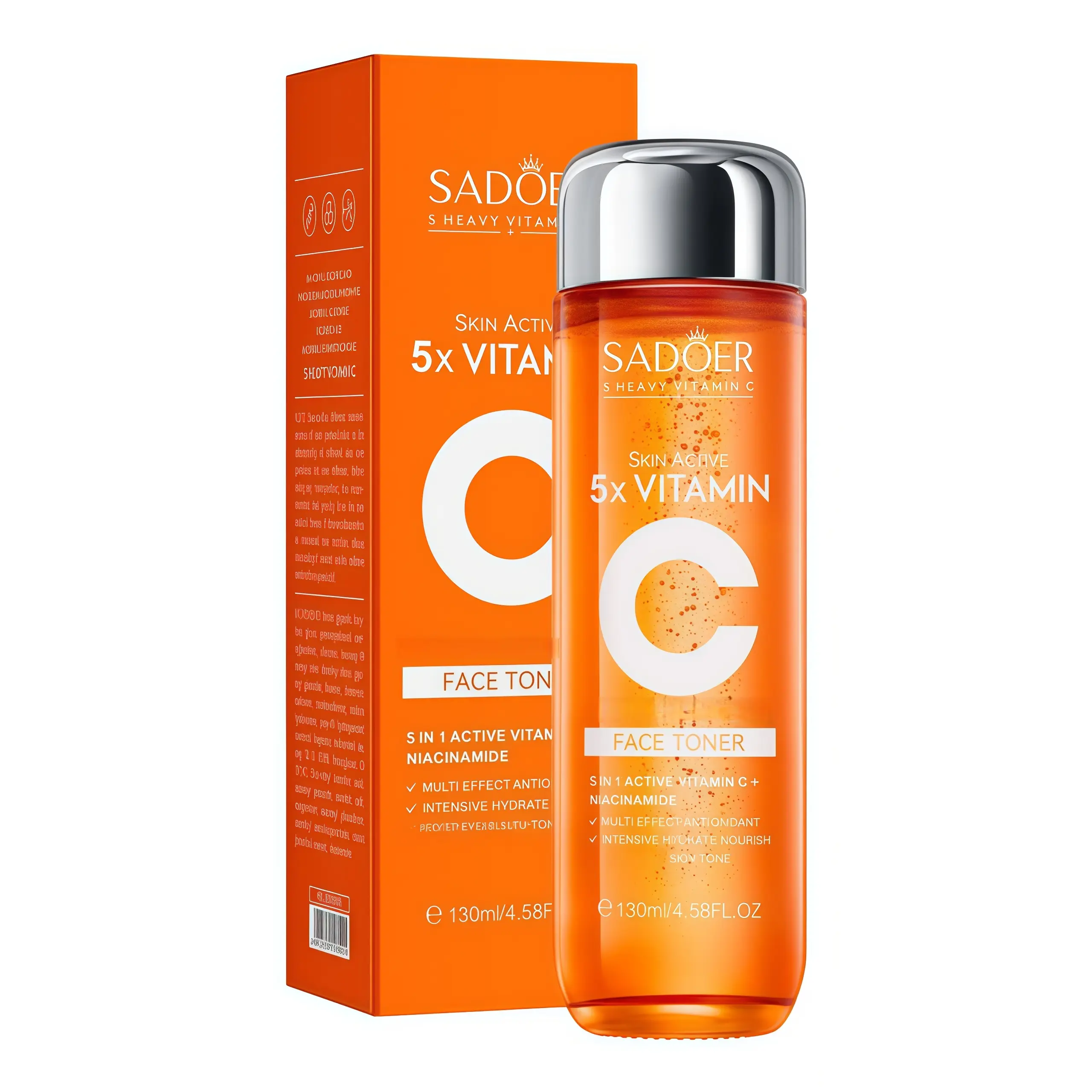 5X Vitamin C Face Toner with Niacinamide and Hyaluronic Acid - Hydrating, Refreshing Daily Skincare for Dry Dull Skin - 130ml Smooth Glowy Skin Toner