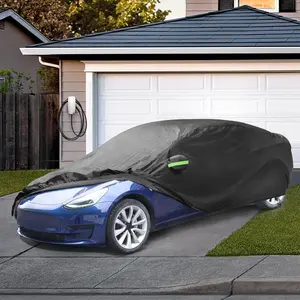 BASENOR 2026 Upgrade Tesla Model 3 Car Cover All-Weather Waterproof UV Protection Full Exterior Accessories with Charge Port Opening &amp; Ventilated Mesh Proprietary Design for Model 3 2017-2026