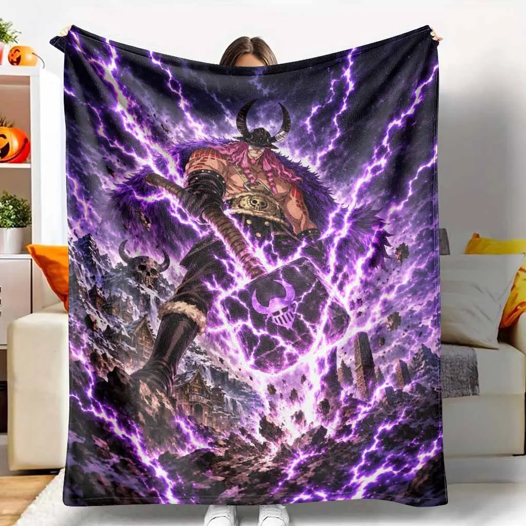 Giant Warrior Flannel Blanket Fierce Viking Lightning Storm Print Ultra Soft Warm Lightweight Fleece Throw Perfect for Living Room Bedroom Sofa Bed Camping Outdoor Travel Birthday Gifts