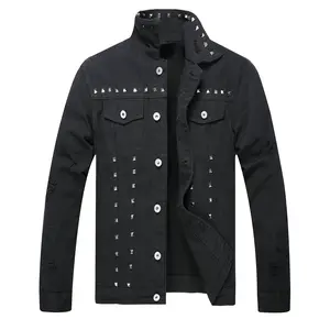 Mens Jean Jacket Classic Ripped Vintage Streetwear Denim Jackets Fashion Slim Fit Lightweight Trucker Jean Jacket Fathersdaygift Casual Long Sleeve Biker Coats