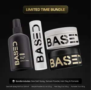 BASED Ultimate Straight/Wavy Hair Styling Bundle | Texture Powder, Hair Clay, Pomade, Sea Salt Spray | Premium, Non-Toxic BASED Ultimate Straight/Wavy Hair Styling Bundle | Texture Powder, Hair Clay, Pomade, Sea Salt Spray | Premium, Non-Toxic