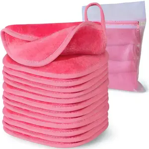12pcs Washable & Reusable Makeup Remover Cloths, Microfiber Facial Cleansing Wipes, Facial Cleansing Pads, Home & Travel Cleaning Tools, Reusable Cloth