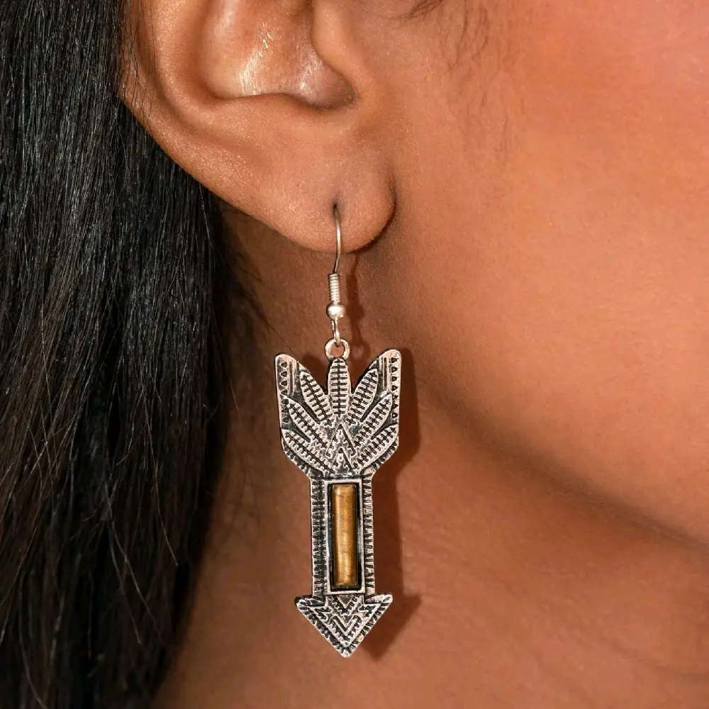 Paparazzi Elemental Exhibit Briwn Earrings