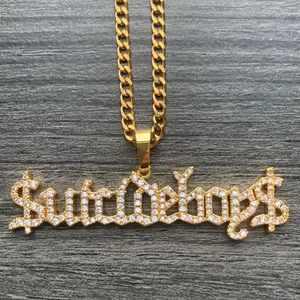 Iced Out $uicideboy$ Necklace 2" Cubic Zirconia Pendant Gold Plated Brass G59 Pendant with Choice of Chain High GREY59 Suicideboys Quality Jewelry Free Gift Included