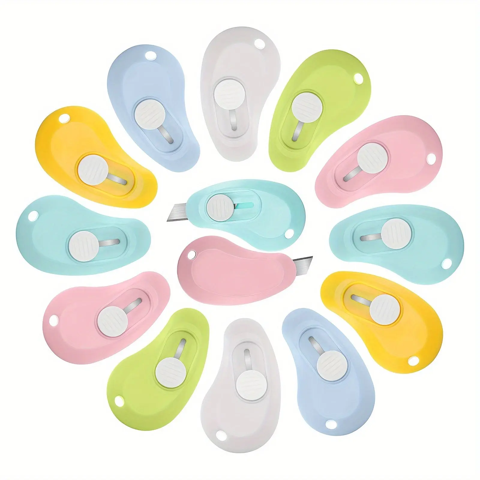 12pcs Mini Retractable Pocket Alloy Box Cutters Knives - Portable Multifunctional Office Stationery Letter Opener, Office Gadgets Cutting Supplies