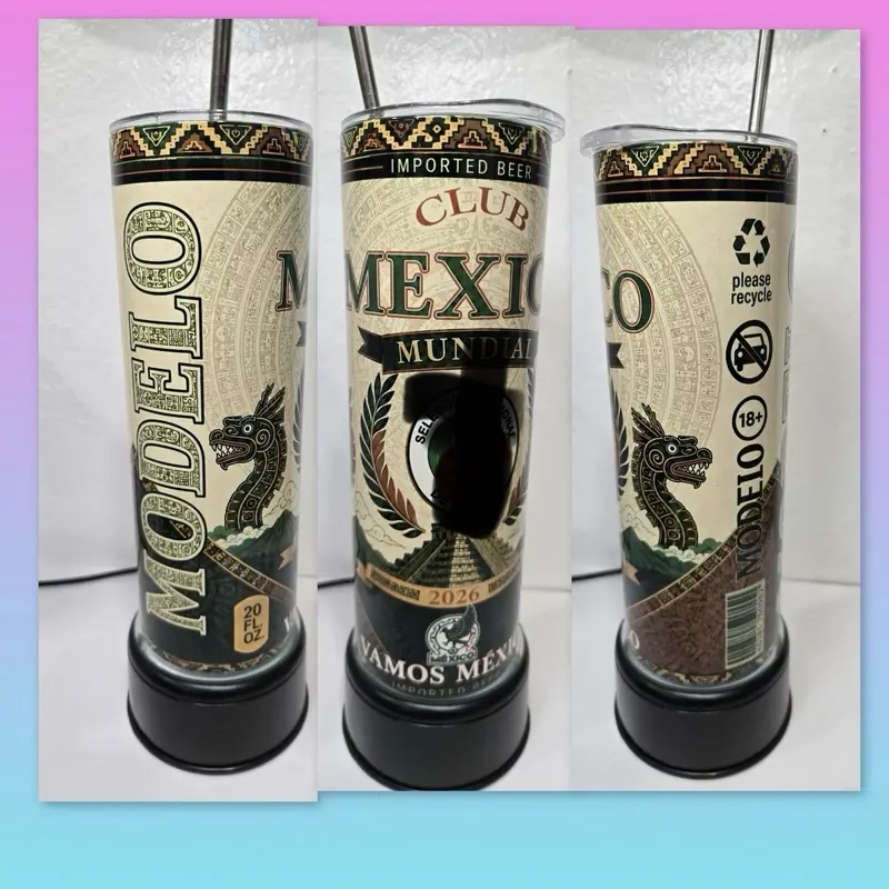 20oz Reusable Mexico Modelo Tumbler Water Bottle, Washable Beverage Cup for Daily Use