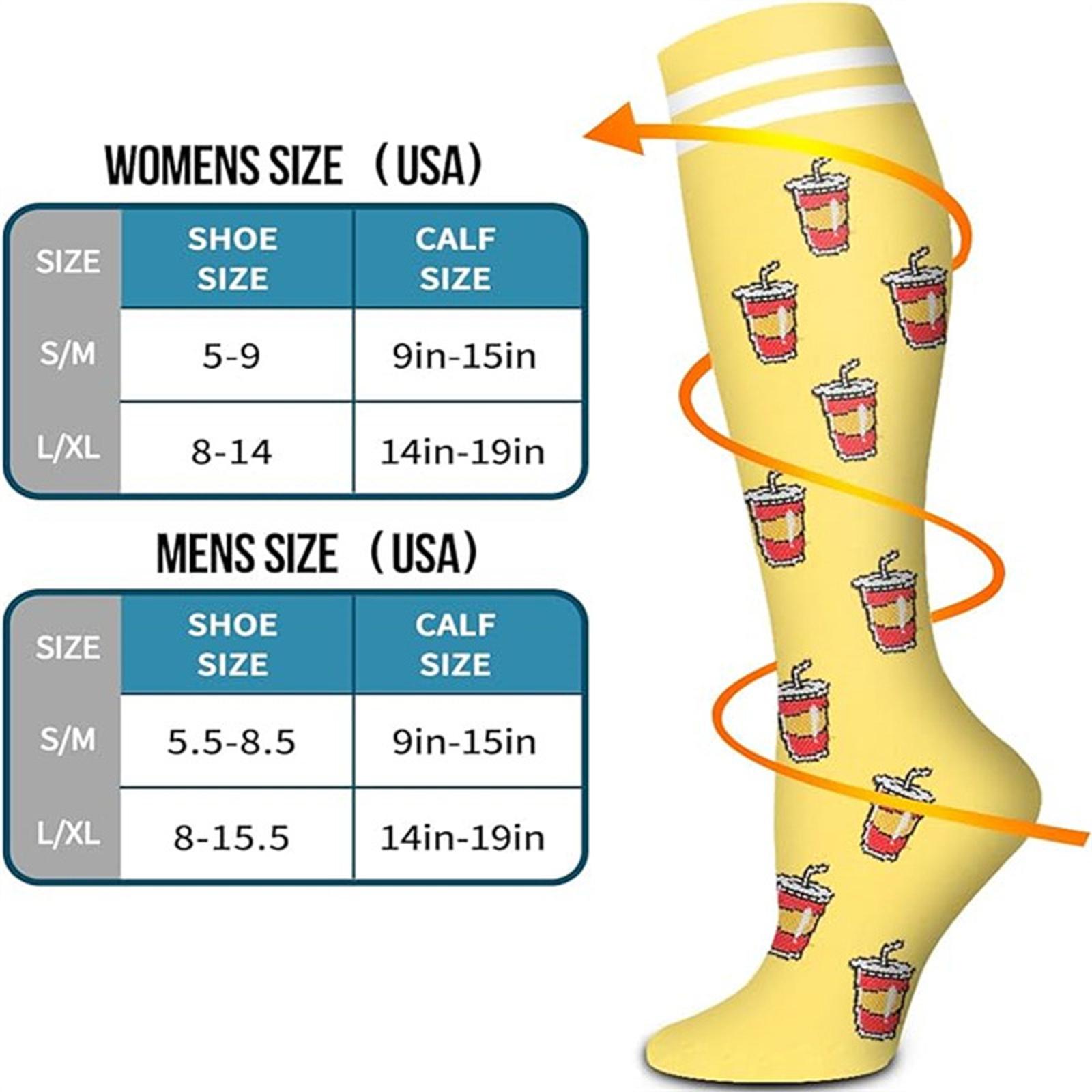 6 Pairs Compression Knee-High Socks for Women & Men – Luxe Breathable Moisture-Wicking Calf Support, Tailored Stay-Put Fit, Minimal Patterned & Dots Design, Refined Style for Work, Travel & Everyday Wear Pastel Flower