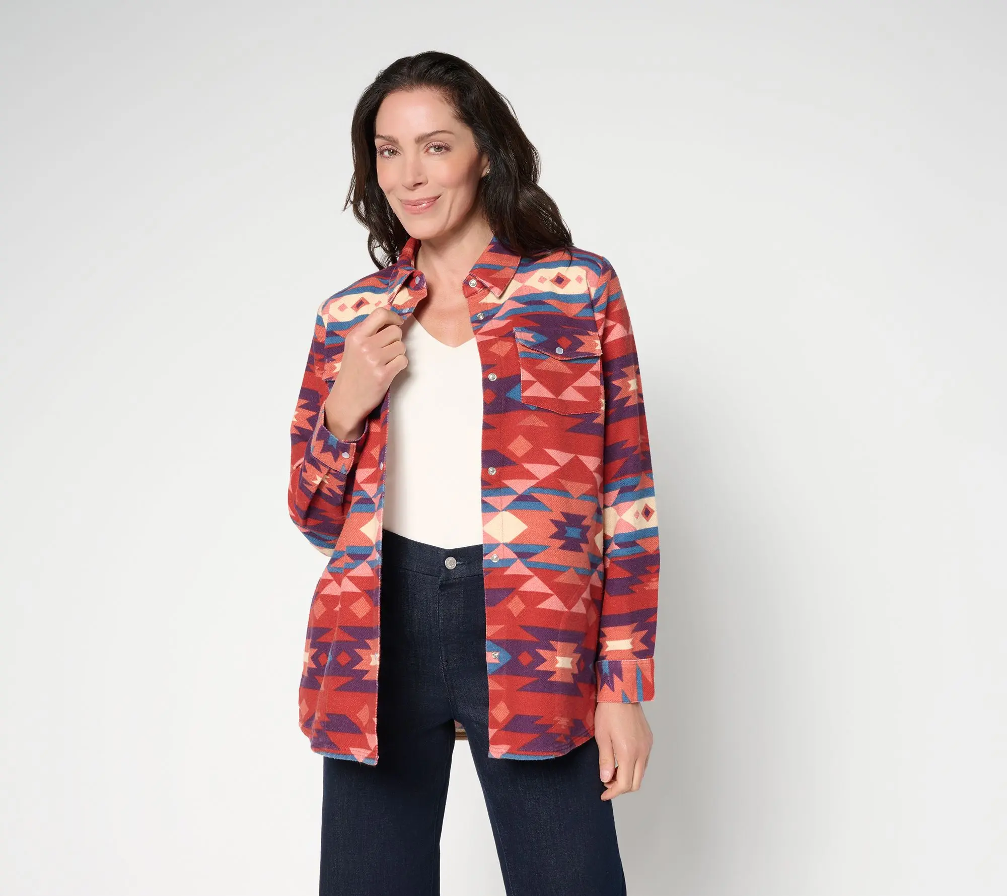 Denim & Co. Canyon Retreat Regular Jacquard Shacket