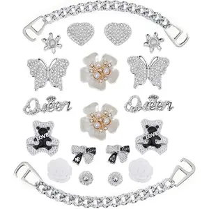 SOGLLQAM Bling Shoe Charms for Girls, Butterfly Chain Accessories, Cute Shoe Decorations for Women, DIY Shoe Accessories
