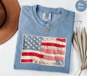 Retro American Flag T-Shirt, Faux Patchwork USA Tee, 4th of July T-Shirt, Patriotic Graphic Shirt, Fourth of July Shirt, Patriotic Tee Print Tee, Andrew Clothings