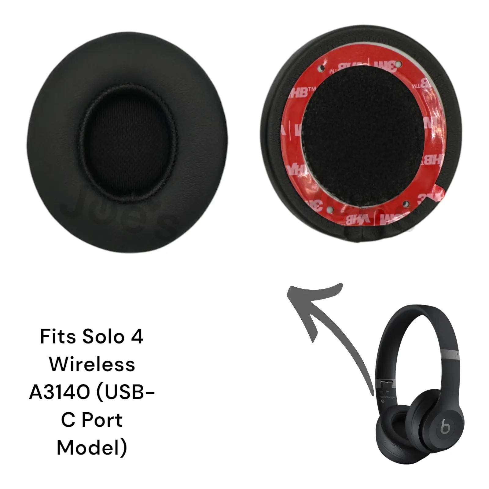 Beats By Dre Solo 4 Wireless (Model A3140) Grade A (9.5/10) Ear Pad Replacements - USB-C Port Compatible, 2 x Ear Pad Tape Set Pack, Fits Solo 4 Wireless (A3140), Audio & Video Electronics Parts
