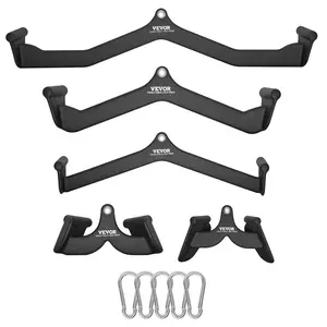 fathersdaygift VEVOR LAT Pulldown Attachments, Cable Machine Rowing T-bar V-bar 5 Set, Tricep Pull Down Bar, Back Strength Training Rubber Coated Handle Grip, Bicep Curl Tricep Lat Pulldown Bar for Home Gym Fitness